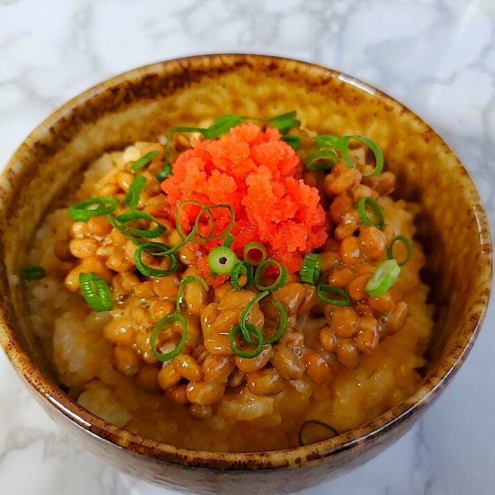 たらバタ納豆卵かけご飯